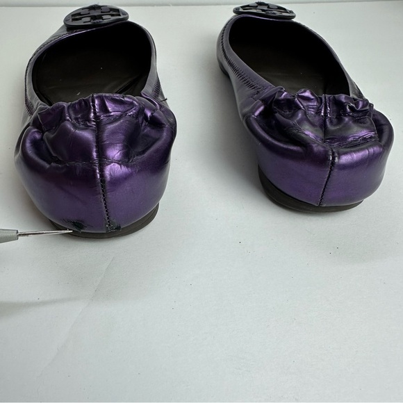 Tory Burch Reva Ballet Flats Women's 6.5 Shoes Metallic Mirror Purple Leather - Picture 4 of 11
